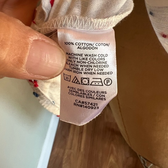 LOFT red, white and blue button down sleeveless Swiss dot top medium - Picture 6 of 8